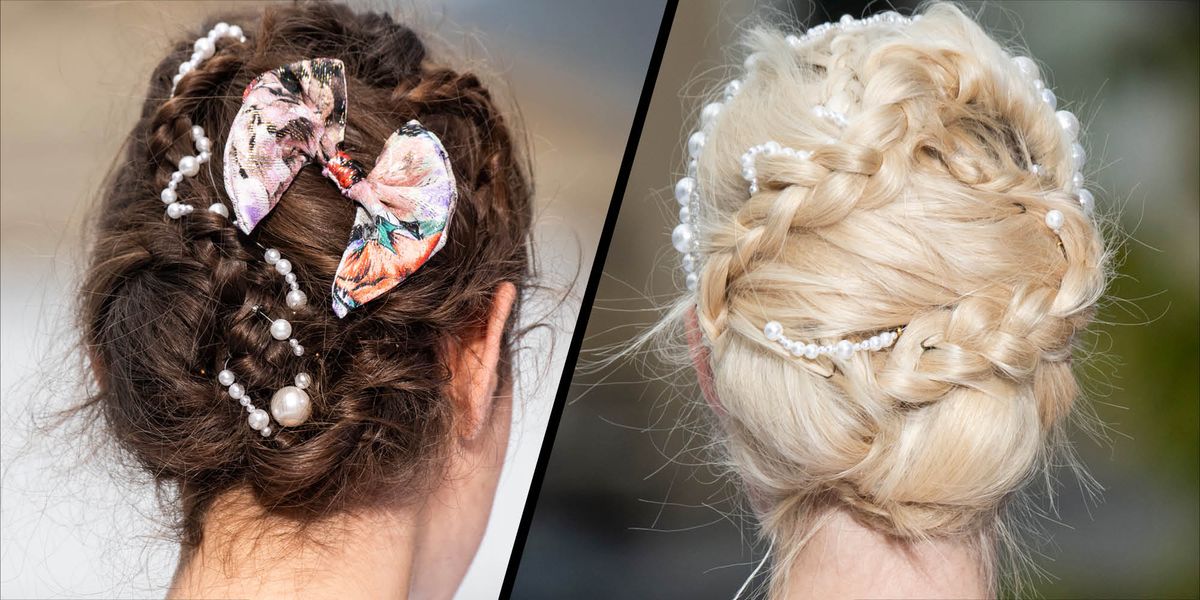 La couture Ralph & Russo a fourni l'inspiration ultime pour les cheveux de mariée avec des perles en cascade à partir de tresses