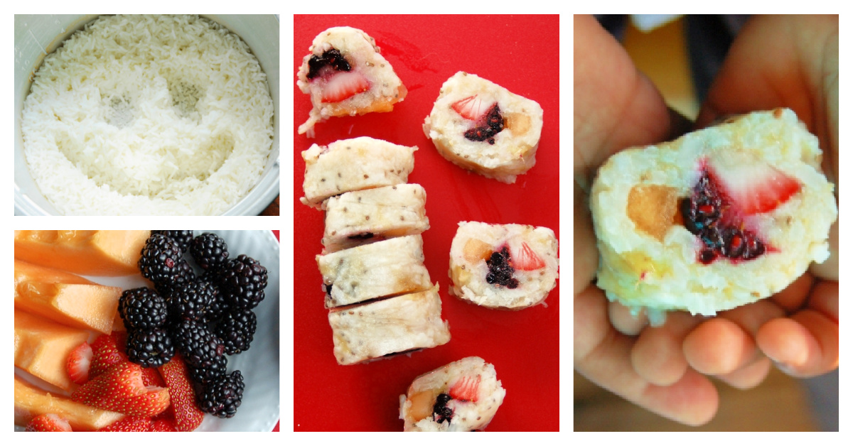 Rouleaux de Frushi faits maison : recette de sushi aux fruits frais que les enfants adorent