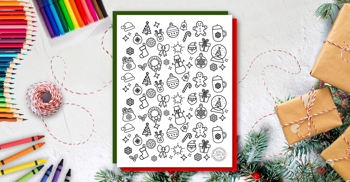 Doodles de Noël imprimables gratuits et mignons à colorier !
