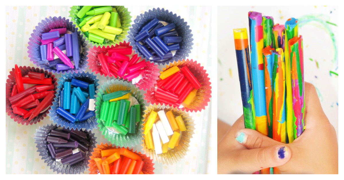 Fabriquez des baguettes colorées avec des crayons cassés