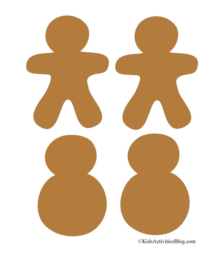 Bonhommes de pain d'épice et bonhommes de neige imprimables mignons - 4 illustrés sur ce pdf de Noël du blog d'activités pour enfants