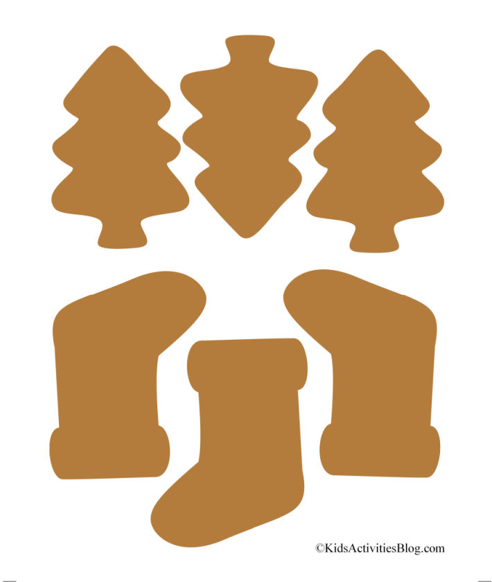 jolis biscuits en papier imprimables - arbres en pain d'épice et bas en pain d'épice prêts pour la décoration