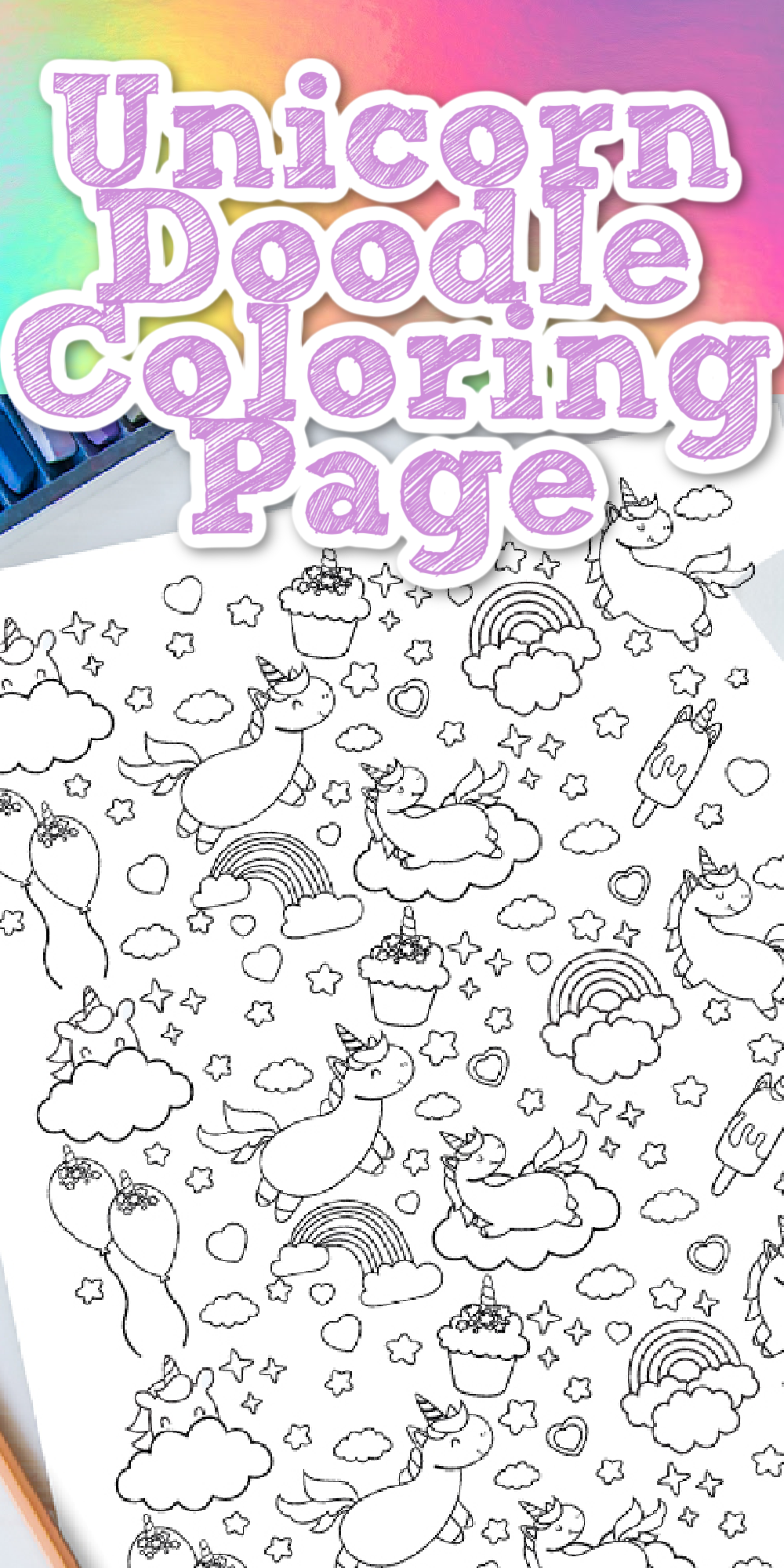 Coloriage doodle licorne - Blog d'activités pour enfants
