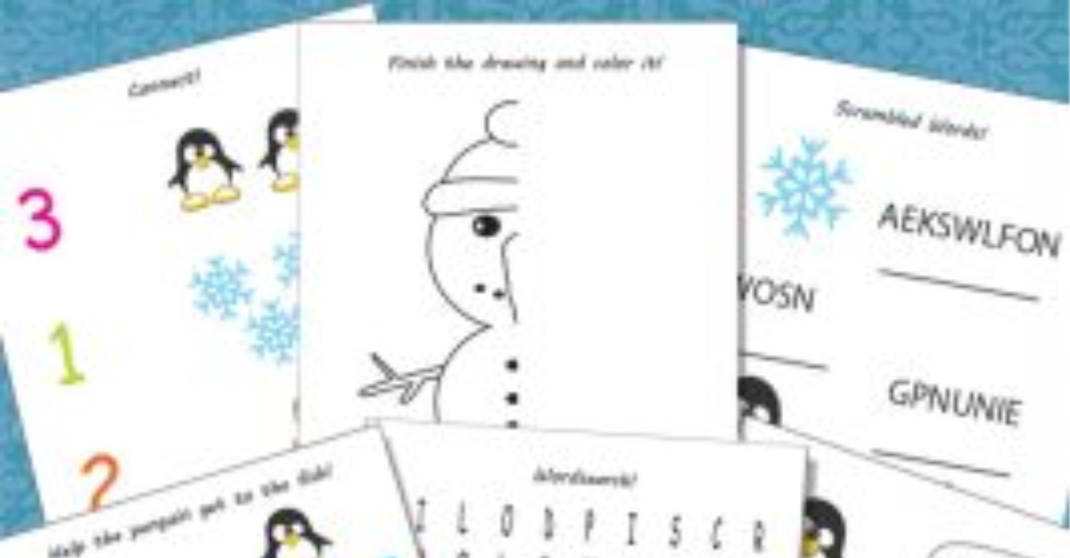 Feuilles d'activités d'hiver imprimables pour les enfants