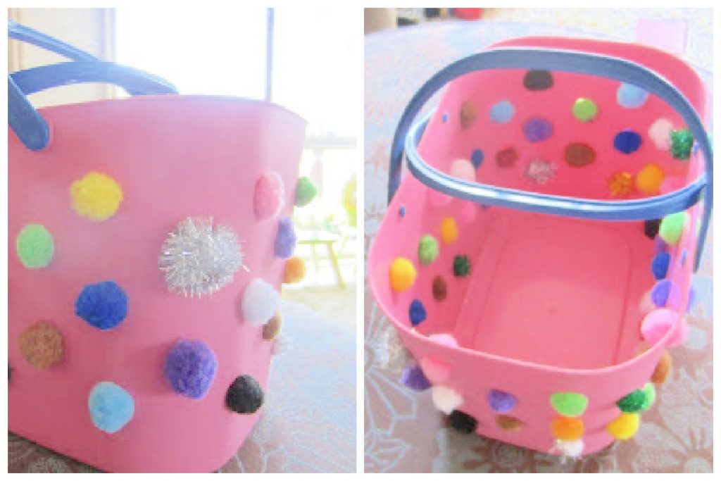 activité de panier à pompons d'apprendre avec jouer à la maison