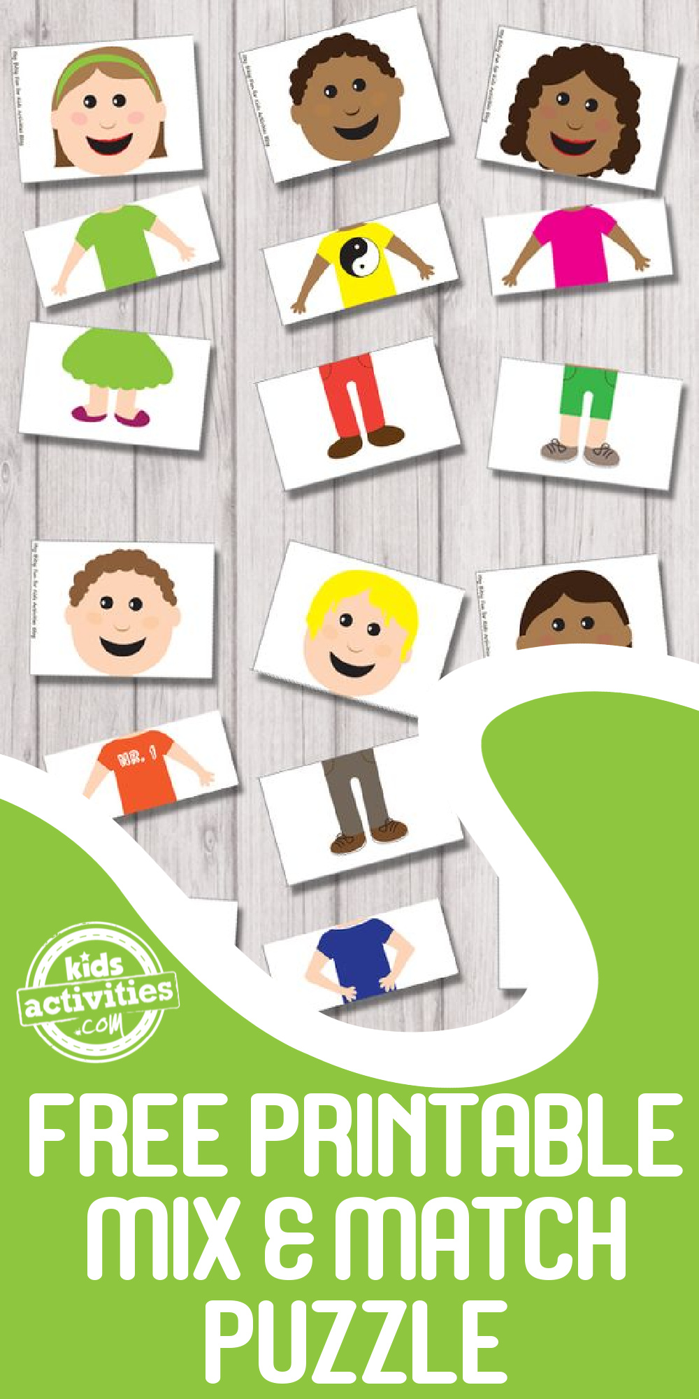 Puzzle Mix and Match à imprimer pour les enfants - Blog d'activités pour enfants Pinterest