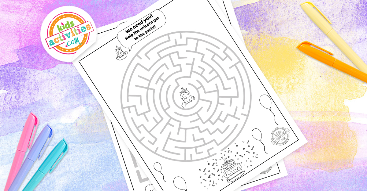 Labyrinthes de licorne faciles et gratuits à imprimer et à jouer pour les enfants