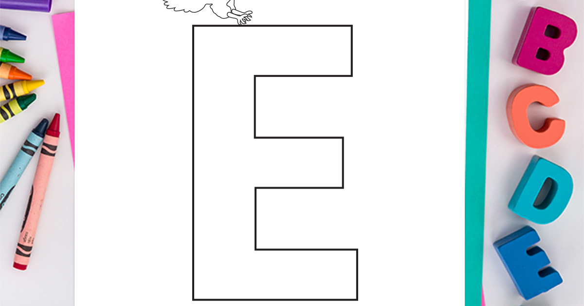 Page de coloriage de la lettre E: Coloriages gratuits de l'alphabet