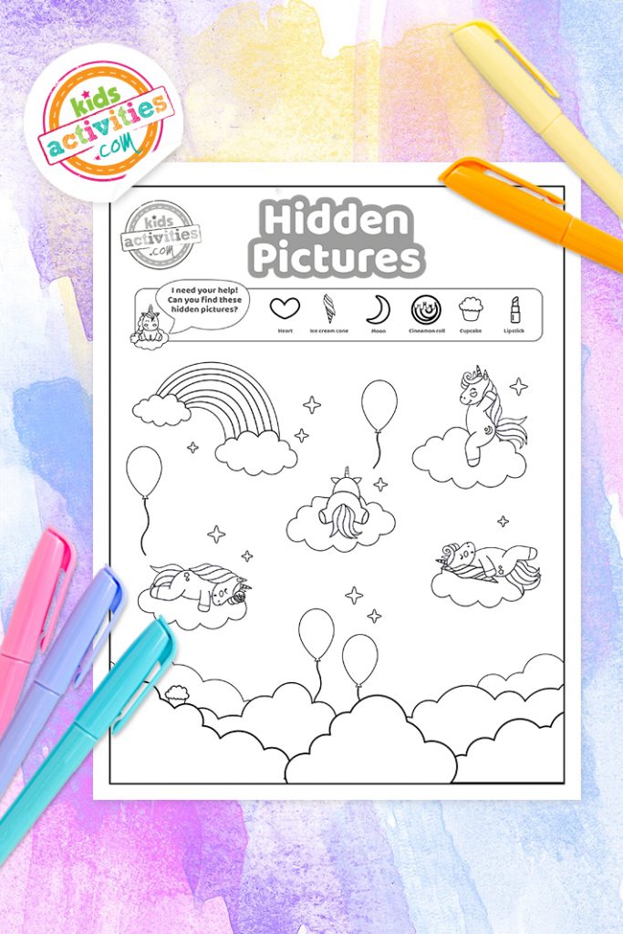 coloriage d'objets cachés licorne