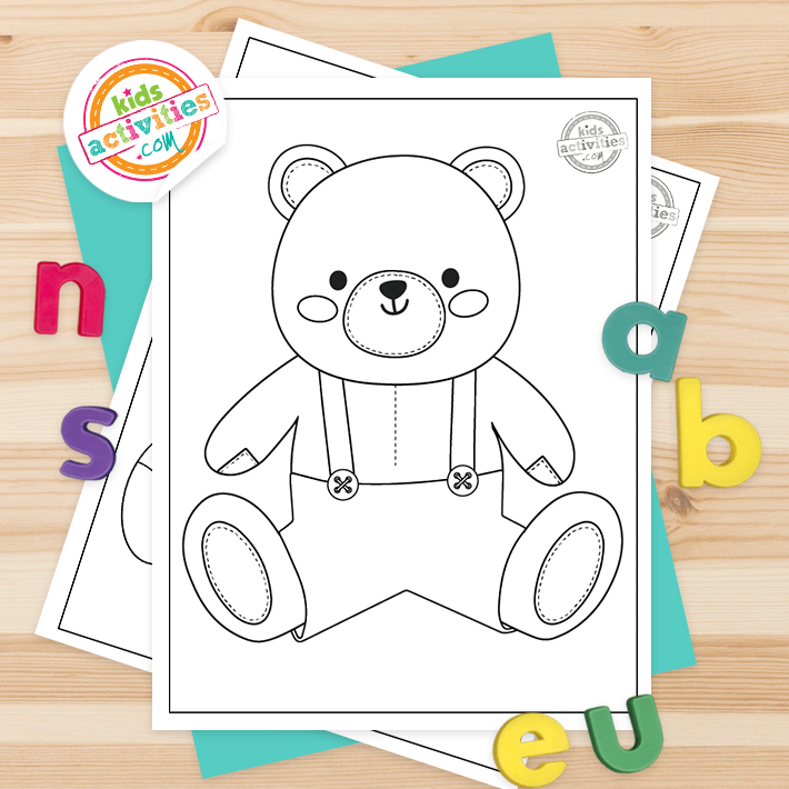 Carré de coloriage ours en peluche