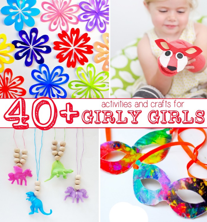 Artisanat pour filles - fleurs en papier - marionnettes à chaussettes - colliers de dinosaures - et texte de masques : plus de 40 activités et travaux manuels pour les filles girly