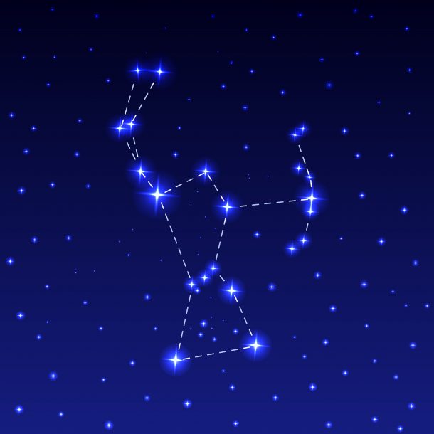 Constellation d'Orion inspirant les cartes à coudre de la constellation