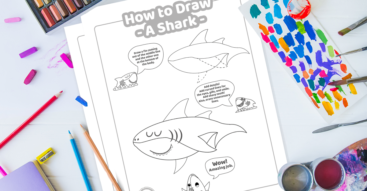 Comment dessiner un requin (tutoriel de dessin de requin facile à imprimer)