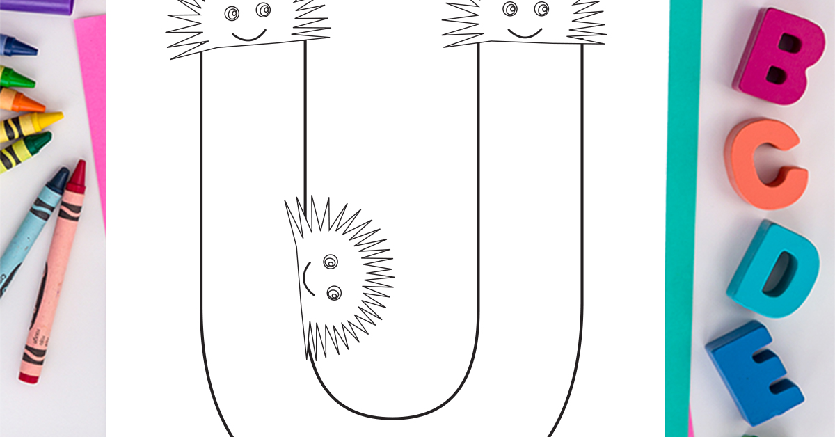 Page de coloriage de la lettre U: Coloriage gratuit de l'alphabet