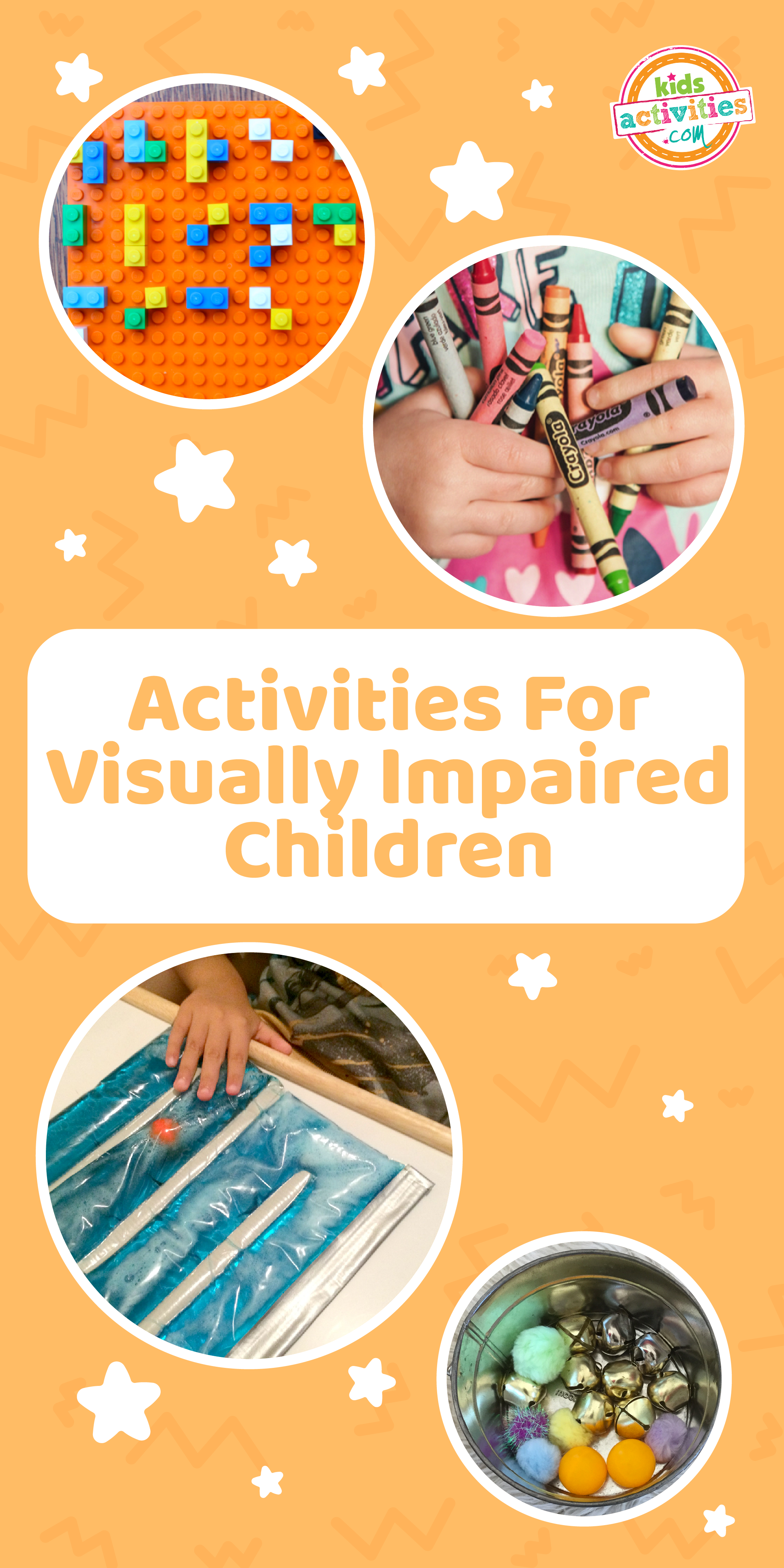 L'image montre une compilation d'activités pour les enfants malvoyants à partir de différents sites Web.