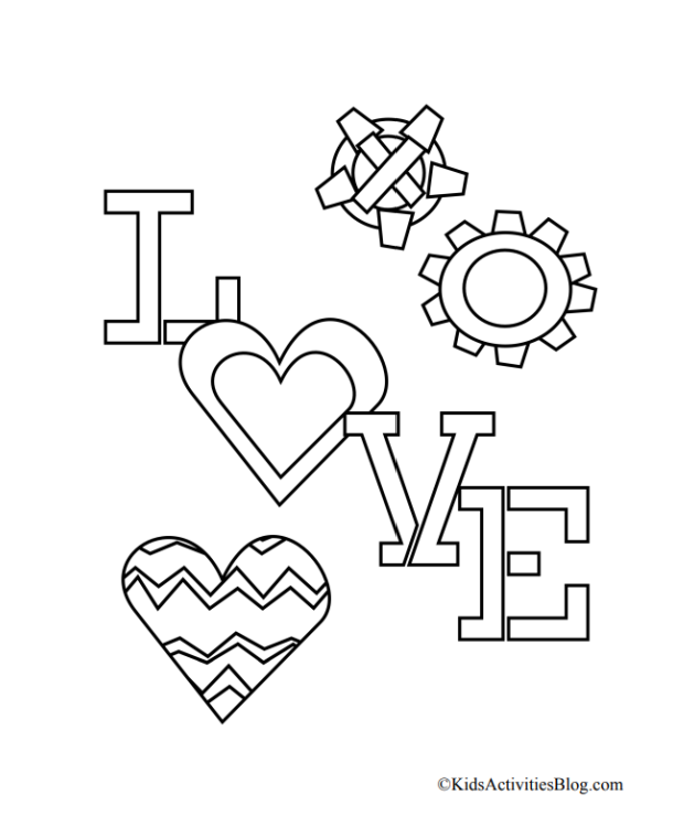 Amour Coloriage Page Imprimé Fichier PDF Avec Coeurs et fleurs Cog