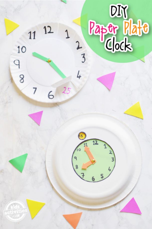 deux types d'artisanat d'horloge en papier pour les enfants d'âge préscolaire pour faire un métier d'horloge en papier et ensuite l'utiliser pour pratiquer leurs compétences en lecture de l'heure - Kids Activities Blog