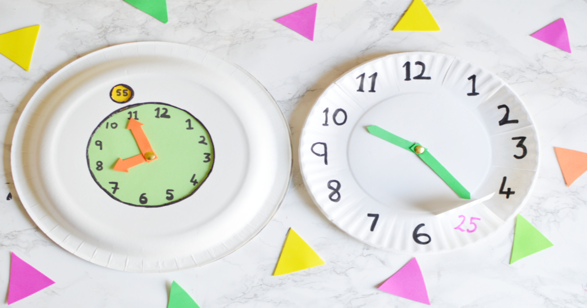 DIY Paper Plate Clock Craft pour les enfants qui apprennent à lire l'heure