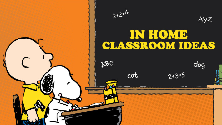 Peanuts In Home Classroom ideas - Charlie Brown et Snoopy assis à un bureau