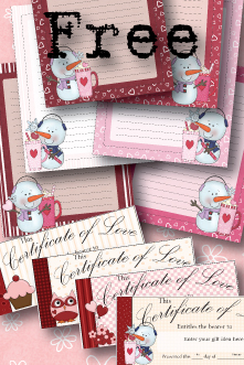 Papier à lettres Saint Valentin gratuit avec enveloppes rose et rouge et blanc