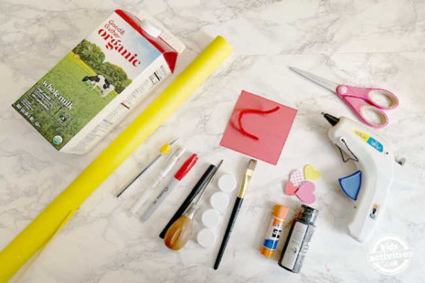fournitures pour la fabrication de boîtes aux lettres de la saint-valentin pour l'école - Carton de lait bus scolaire boîte aux lettres de la saint-valentin