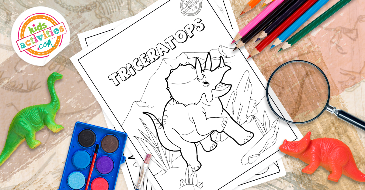 Coloriages de dinosaures Triceratops pour les enfants