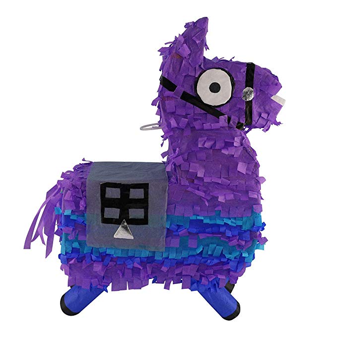 fornite lama pinata violet et bleu et vert