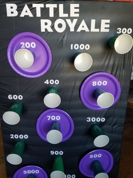 Battle Royale Party Game avec des assiettes en papier, des tasses et des points
