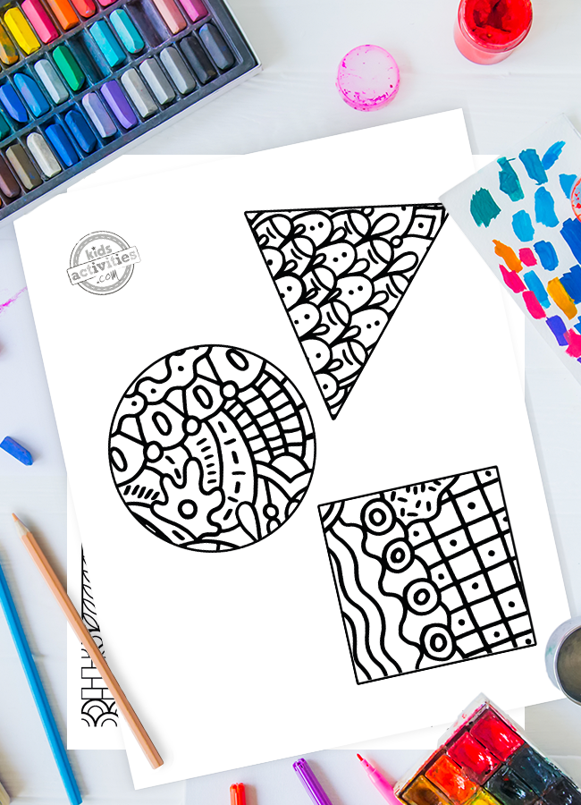 pages de coloriage zentangle simples - motifs d'art zentangle - trois illustrés sur ce pdf imprimé
