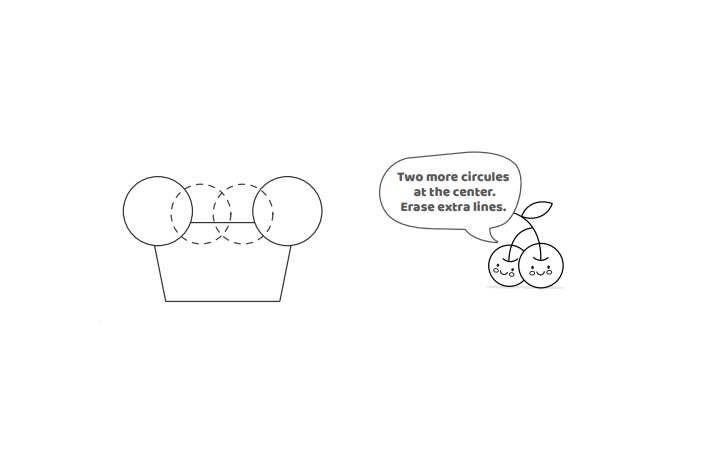 Étape 3-Deux autres cercles au centre, puis effacez les lignes supplémentaires.- Comment dessiner un petit gâteau- Blog d'activités pour enfants