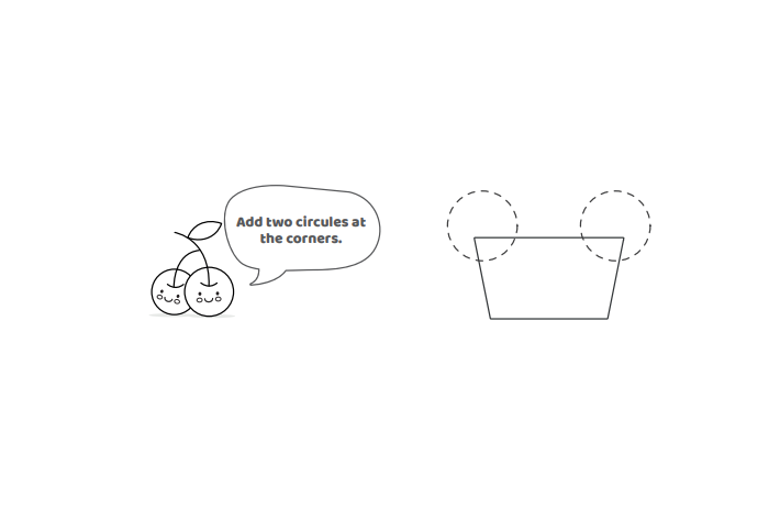 Étape 2- Ajoutez deux cercles aux coins !- Comment dessiner un cupcake- Blog d'activités pour enfants