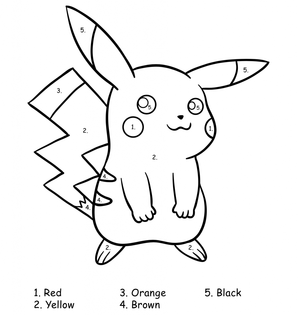 capture d'écran de pikachu pokemon couleur par numéro pour les débutants