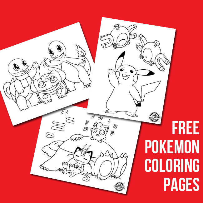 plus de pages de coloriage pokemon gratuites du blog d'activités pour enfants - trois illustrées dont Pikachu et Magnemite