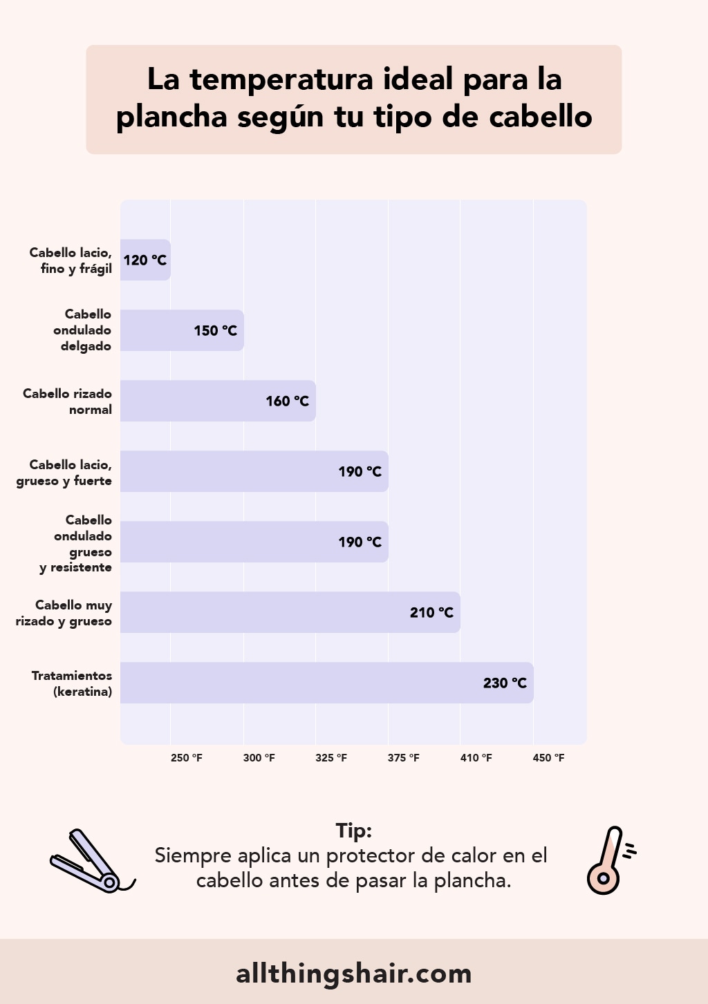 Infographie de température pour fer à lisser avec protecteur thermique pour cheveux