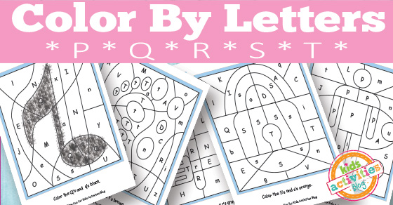 Couleur facile par lettre P, Q, R, S, T, Feuilles de travail pour les enfants d'âge préscolaire