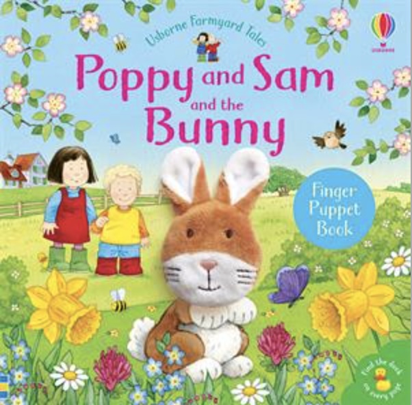 Usborne Poppy et Same et la couverture du livre de marionnettes à doigts lapin