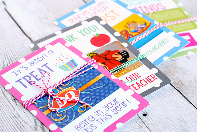 sélection d'étiquettes-cadeaux imprimables pour différents types de cartes-cadeaux parfaites pour l'appréciation des enseignants de Crazy Little Projects
