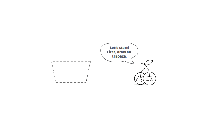 Étape 1 - Dessinez un trapèze ! - Comment dessiner un cupcake - Blog d'activités pour enfants