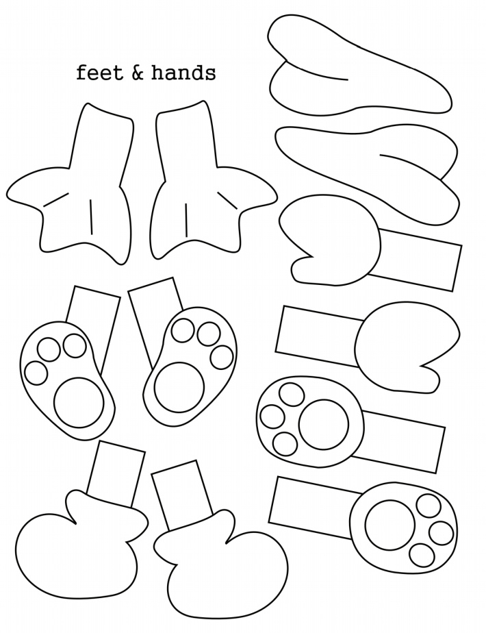 Modèle d'artisanat de parties du corps d'oeuf de Pâques - Pieds et mains - Modèles d'oeufs de Pâques imprimables