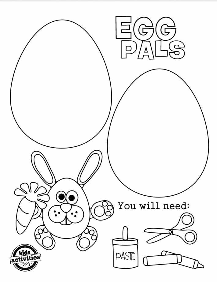 Pages de coloriage de modèle d'artisanat d'oeufs de Pâques - Egg Pals 2 oeufs à colorier - Blog d'activités pour enfants - pdf de la première page de l'ensemble imprimable