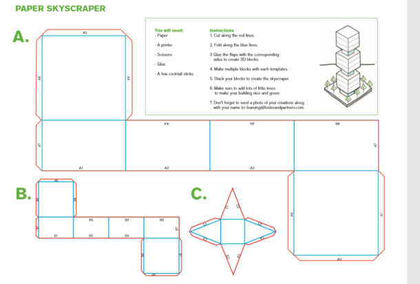 Architecture pour enfants blue print pour construire une ville en papier