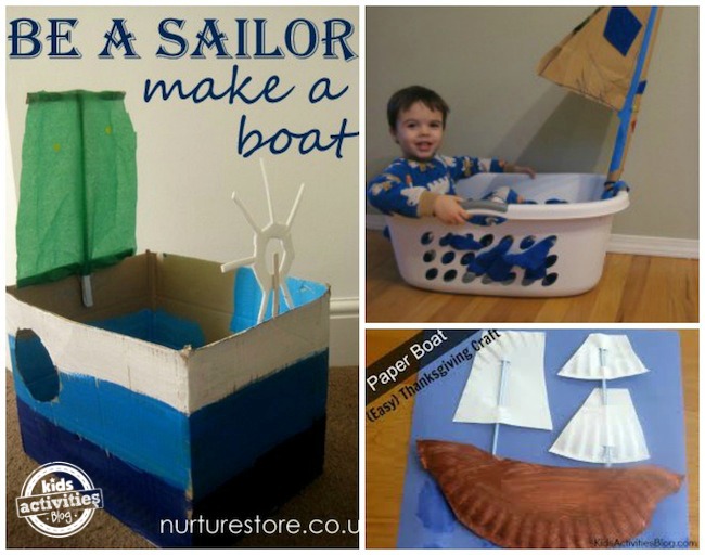 voilier en carton, navire en assiettes en papier, bateau panier à linge