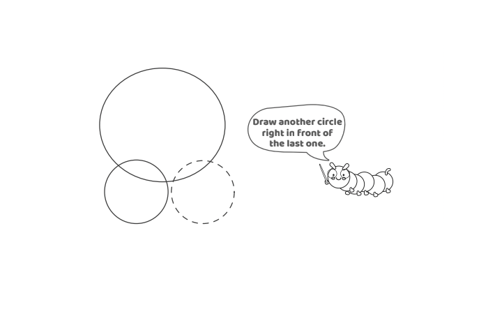 Étape 3 - Comment dessiner la lettre bulle R - Blog d'activités pour enfants Étape 3 - Comment dessiner la lettre bulle R - Blog d'activités pour enfants - texte : Dessinez un autre cercle juste devant le dernier.