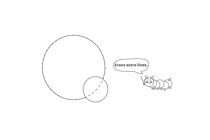 Étape 3 - Comment dessiner la lettre bulle Q - Blog d'activités pour enfants Étape 3 - Comment dessiner la lettre bulle Q - Blog d'activités pour enfants - texte : Effacez les lignes supplémentaires.