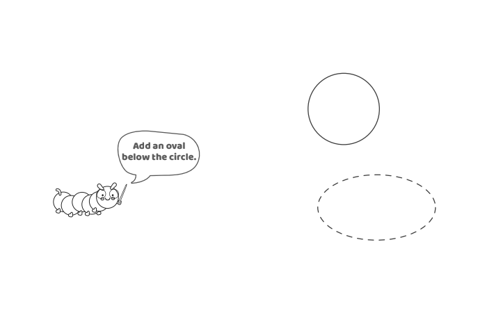 Étape 2 - Comment dessiner la lettre à bulles L - Blog d'activités pour enfants Étape 2 - Comment dessiner la lettre bulle L - Blog d'activités pour enfants - texte : Ajoutez un ovale sous le cercle.