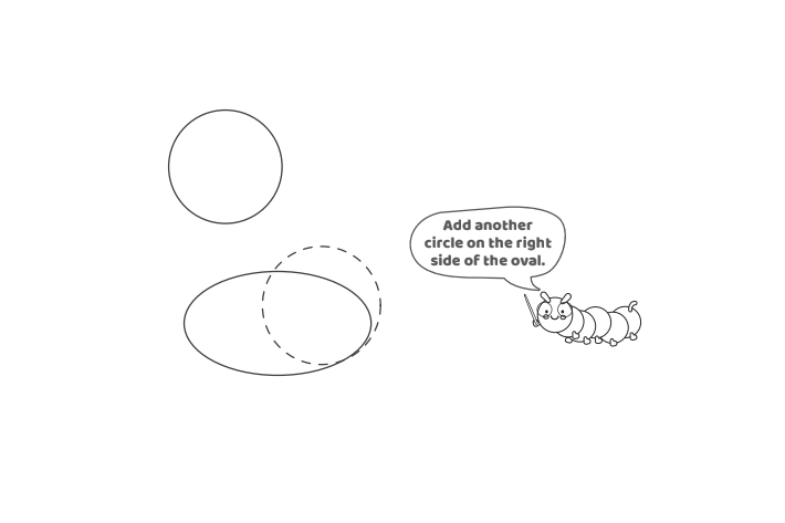 Étape 3 - Comment dessiner la lettre à bulles L - Blog d'activités pour enfants Étape 3 - Comment dessiner la lettre bulle L - Blog d'activités pour enfants - texte : Ajoutez un autre cercle sur le côté droit de l'ovale.