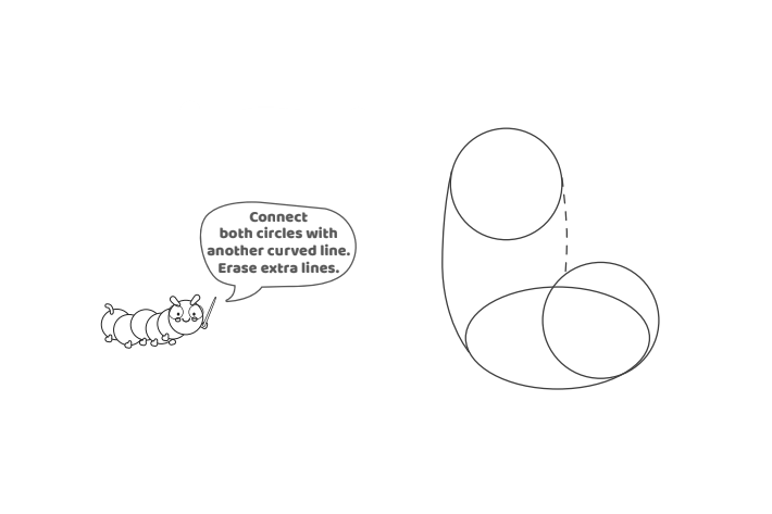 Étape 5 - Comment dessiner la lettre à bulles L - Blog d'activités pour enfants Étape 5 - Comment dessiner la lettre à bulles L - Blog d'activités pour enfants - texte : Connectez les deux cercles avec une autre ligne courbe. Effacer les lignes supplémentaires.
