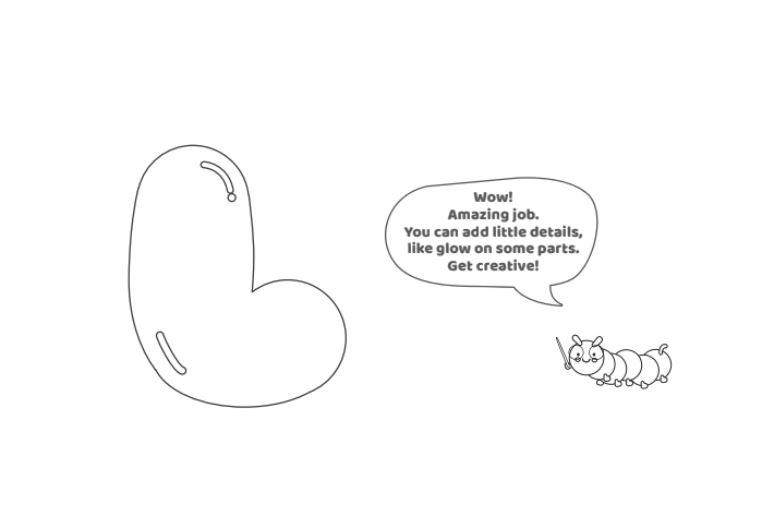 Étape 6 - Comment dessiner la lettre à bulles L - Blog d'activités pour enfants Étape 6 - Comment dessiner la lettre à bulles L - Blog d'activités pour enfants - texte : Wow ! Travail incroyable. Vous pouvez ajouter de petits détails comme de la lueur sur certaines parties, faites preuve de créativité !