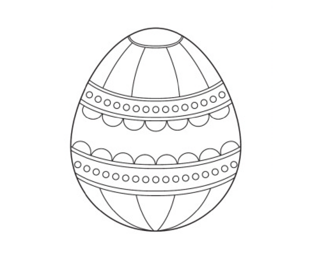 Coloriage d'oeuf de Pâques - Décorez l'oeuf de Pâques noir et blanc de Pâques avec de la dentelle et des lignes