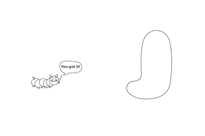 Étape 5 - Comment dessiner la lettre bulle J - Blog d'activités pour enfants Étape 5 - Comment dessiner la lettre à bulles j - Blog d'activités pour enfants - texte : Vous l'avez compris !